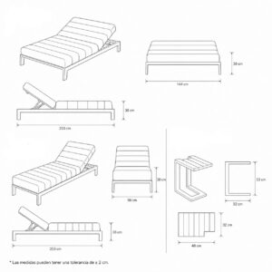 tumbona de piscina doble o individual medidas