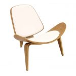 Sillón NORDIC (T), fresno, similpiel blanca