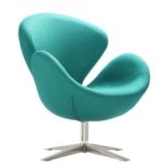 Sillón SW 30, tapizado tejido cachemir turquesa
