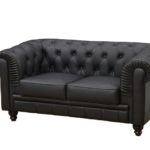 Sofá CHESTER, 2 plazas, similpiel negra