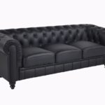 CHESTER sofa, 3 seats, black imitation leather