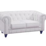 Canapé CHESTER, 2 places, simili cuir blanc