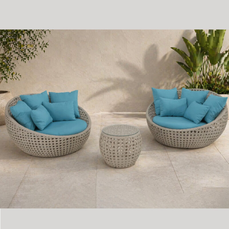 conjunto de jardín mediterráneo de ratán y aluminio para hotel