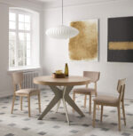 mesa para comedor redonda extensible con encimera de melamina