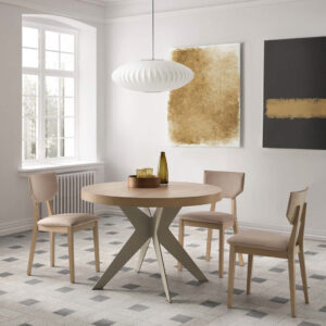 mesa para comedor redonda extensible con encimera de melamina