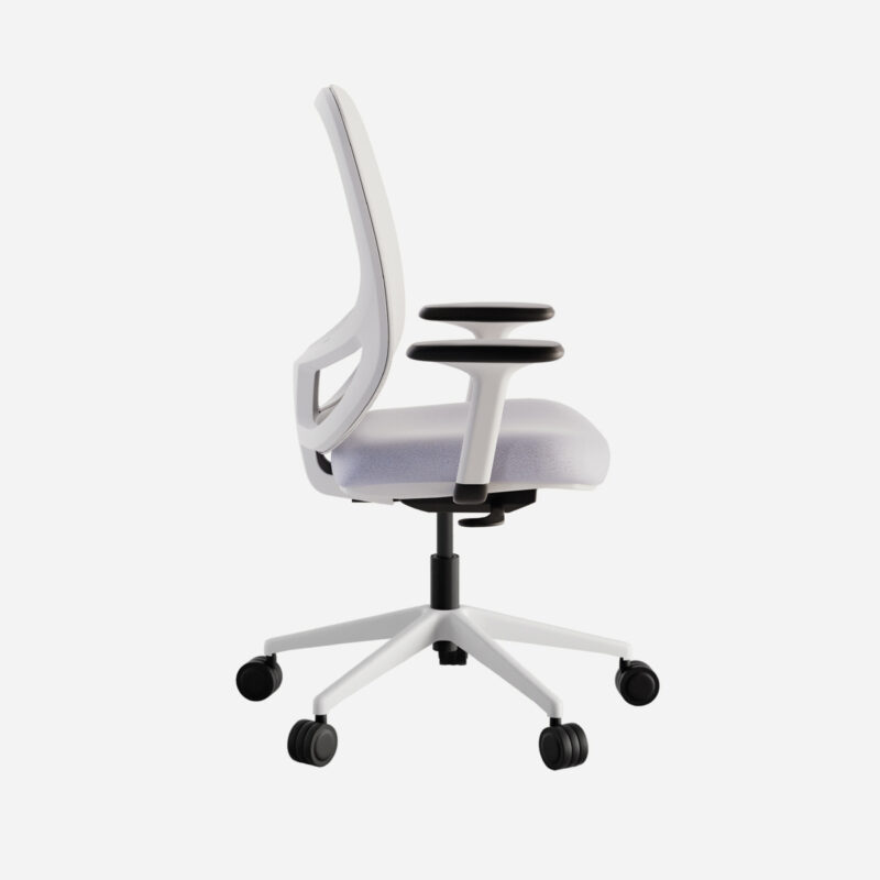 Silla ergonómica de oficina con diseño moderno en blanco y negro