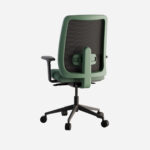 Vista trasera de la silla de oficina 911 con armazón en verde