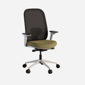 Silla de oficina Halo de Intacor en color de estructura blanco, con respaldo de malla y diseño ergonómico moderno