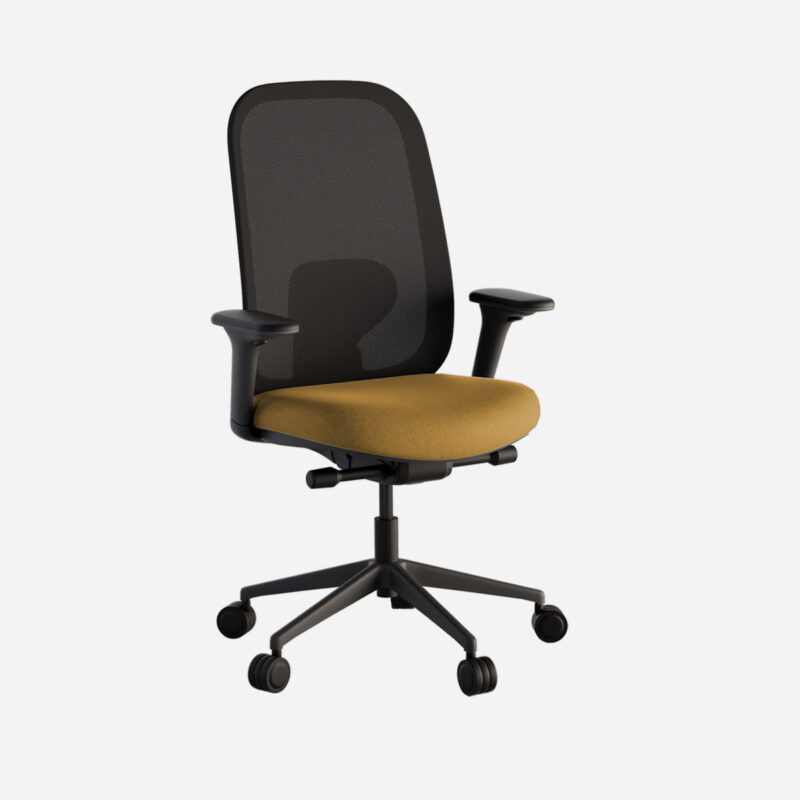 Silla de oficina Halo de intacor, con respaldo de malla y estructura negra