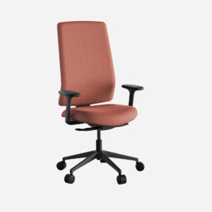 Vista frontal de la silla ergonómica de oficina Queen fabric en tapizado rojo