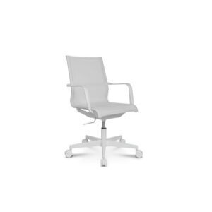 silla de oficina con ruedas elevable con acabado blanco.