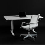 Mesa de oficna con silla giratoria helix en acabado blanco