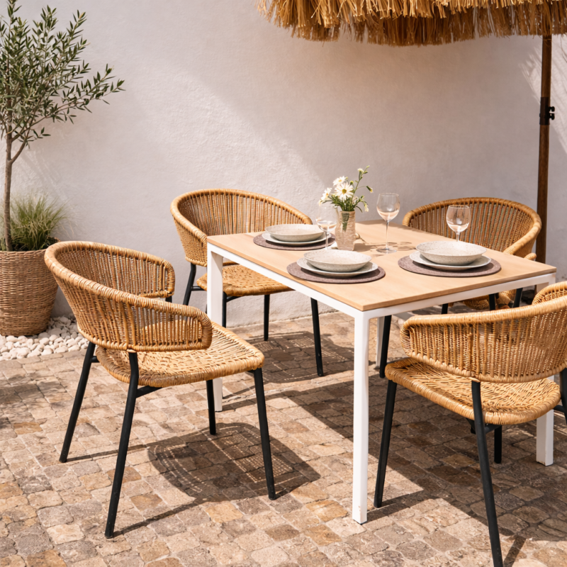 Sillón de terraza Kiv (vick de almar garden) en restaurante, estilo mediterraneo