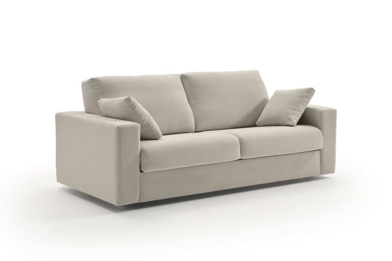 vista lateral del sofá cama thais con camas gemelas