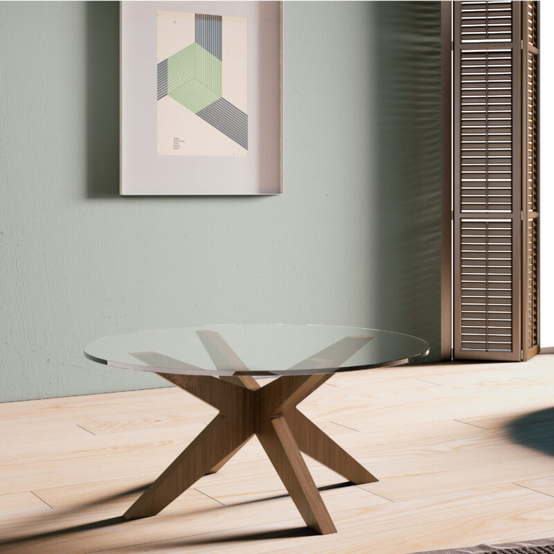 mesa de centro roma con encimera de cristal para salónes
